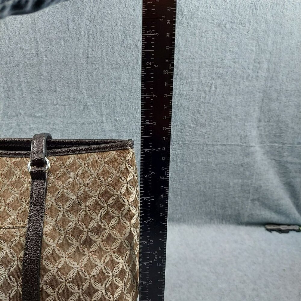 Donna Buckman Designer Tote Bag Brown & Beige Patterned Jacquard With Leather Tr - Picture 5 of 8